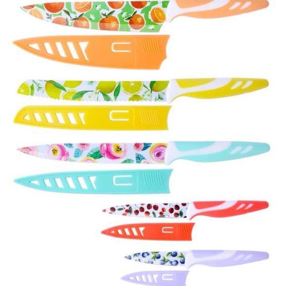UPTRUST Other - 10 pc - Multicolored Fruit Kitchen Knife Set - Nonstick w/ 5 Blade Guards